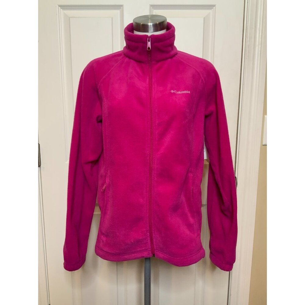 Columbia Pink Fleece Zip-Up Jacket, Size Large